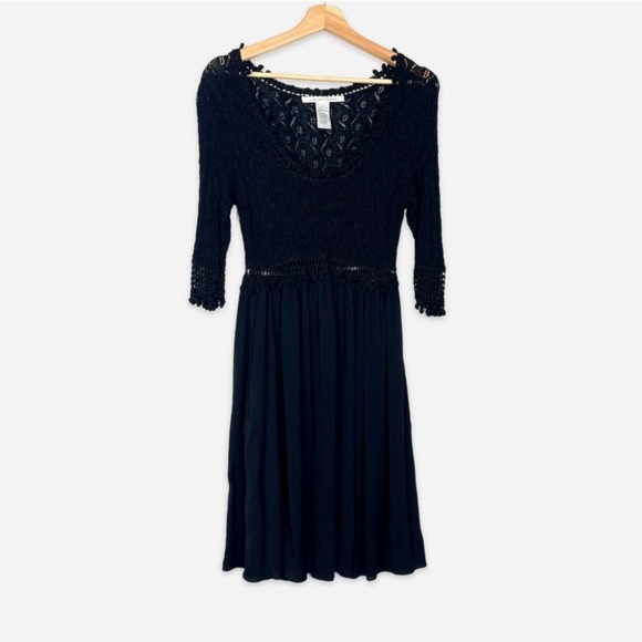 Diane Von Furstenberg Dresses & Skirts - Vintage Diane Von Furstenberg Crochet Knit‎ Viscose Silk Dress Black Size Medium